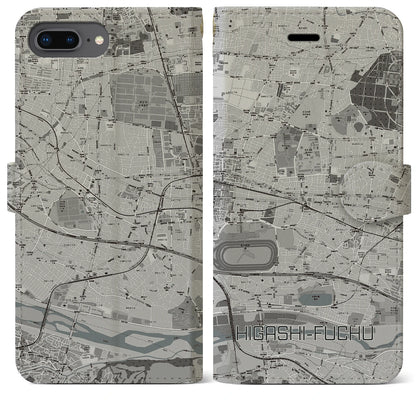 【東府中（東京都）】地図柄iPhoneケース（手帳タイプ）モノトーン・iPhone 8Plus /7Plus / 6sPlus / 6Plus 用