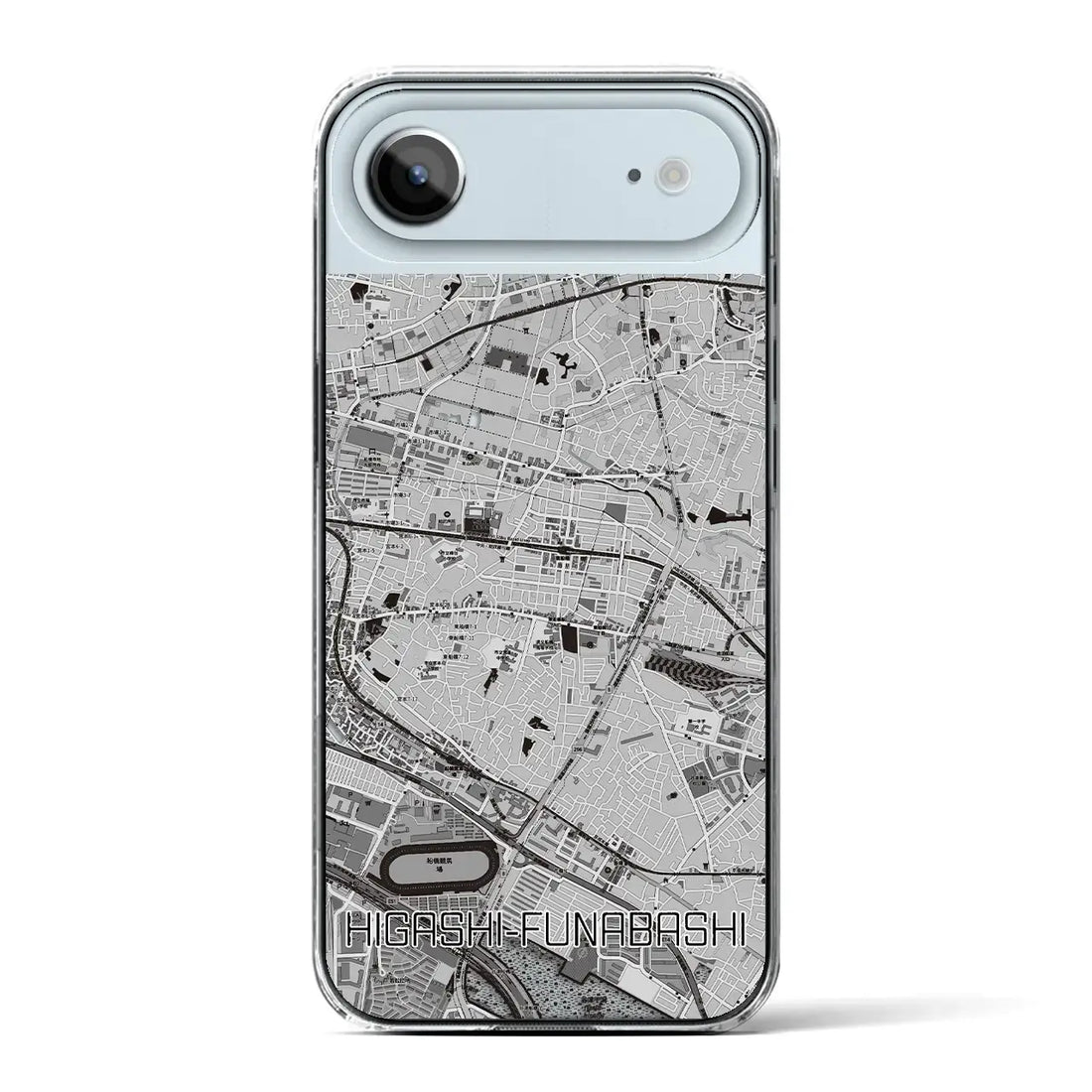 【東船橋(千葉県)】地図柄iPhoneケース(クリアタイプ)モノトーン・iPhone 17 Pro Max 用