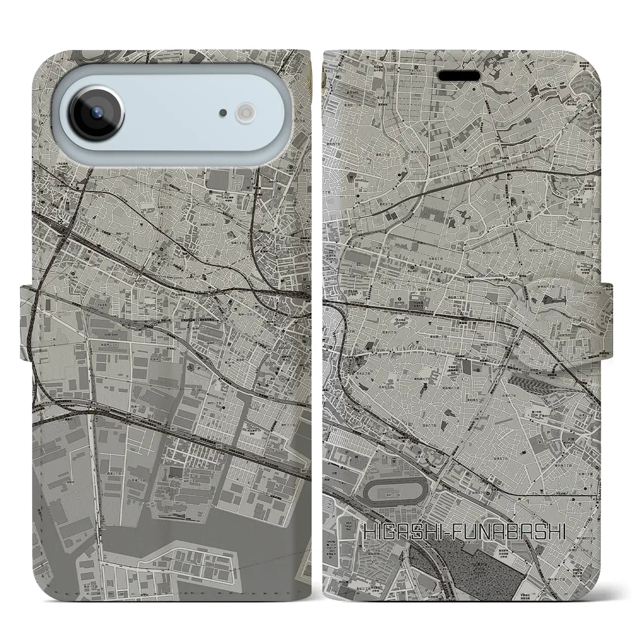 【東船橋（千葉県）】地図柄iPhoneケース（手帳タイプ）