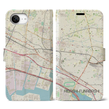 【東船橋（千葉県）】地図柄iPhoneケース（手帳タイプ）