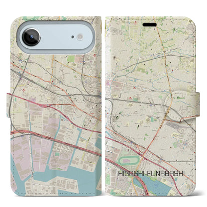 【東船橋（千葉県）】地図柄iPhoneケース（手帳タイプ）