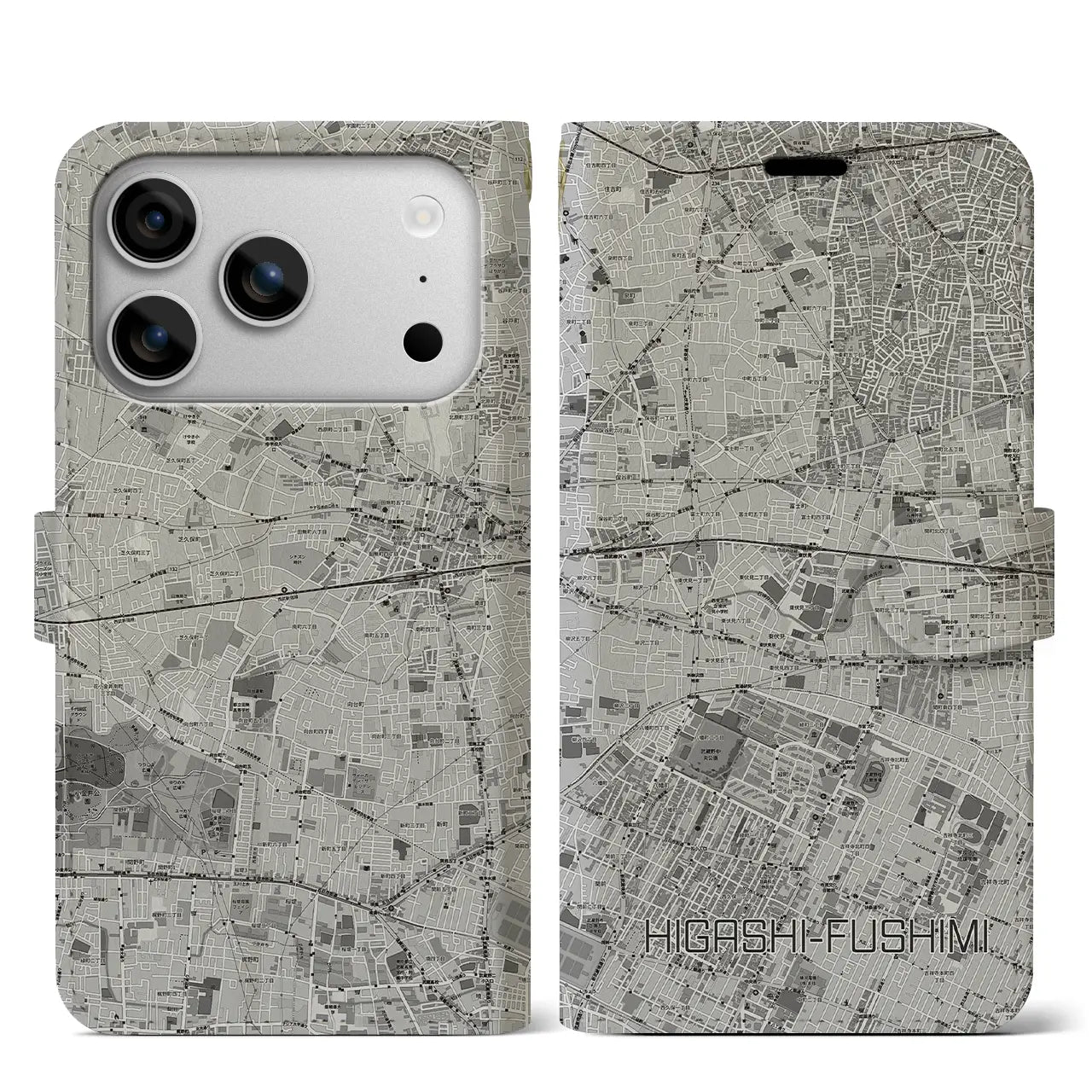【東伏見（東京都）】地図柄iPhoneケース（手帳タイプ）