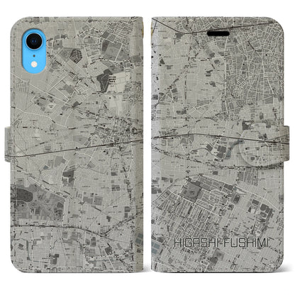 【東伏見（東京都）】地図柄iPhoneケース（手帳タイプ）モノトーン・iPhone XR 用