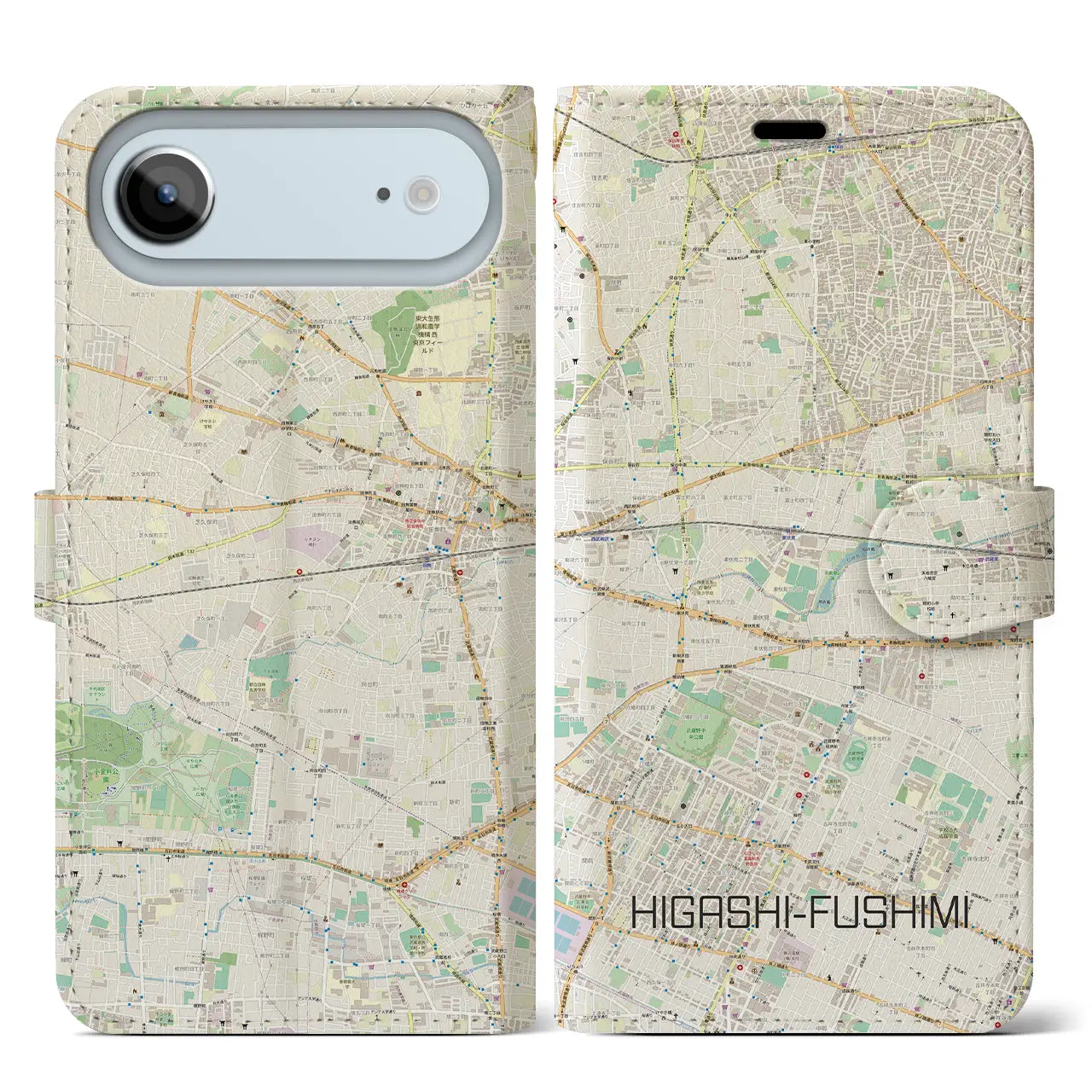 【東伏見（東京都）】地図柄iPhoneケース（手帳タイプ）