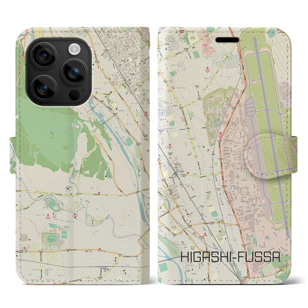 【東福生（東京都）】地図柄iPhoneケース（手帳タイプ）