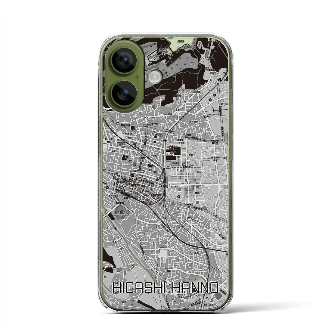 【東飯能（埼玉県）】地図柄iPhoneケース（クリアタイプ）モノトーン・iPhone 17 Pro Max 用