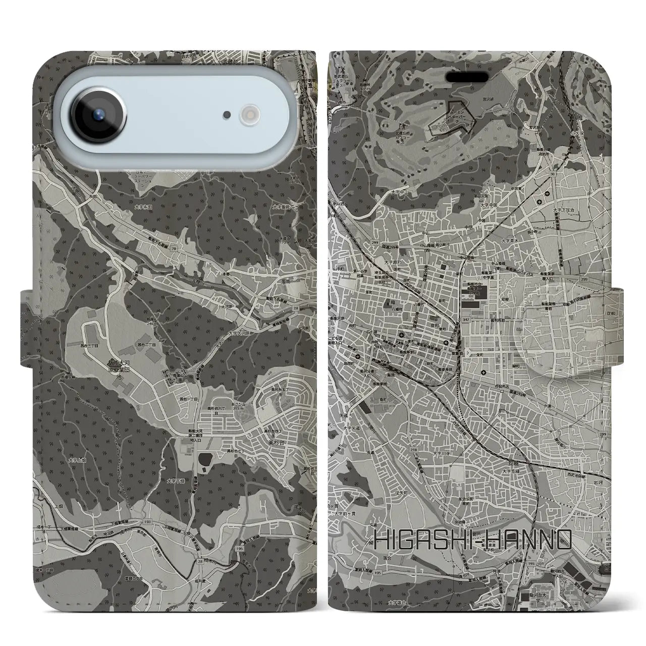 【東飯能（埼玉県）】地図柄iPhoneケース（手帳タイプ）