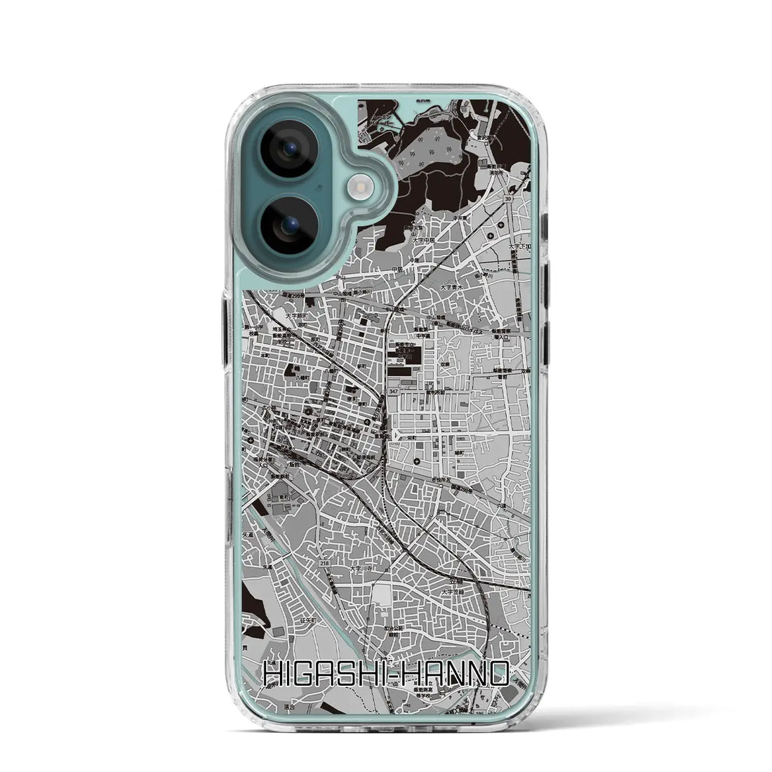 【東飯能（埼玉県）】地図柄iPhoneケース（MagSafeタイプ）モノトーン・iPhone 16 Pro 用