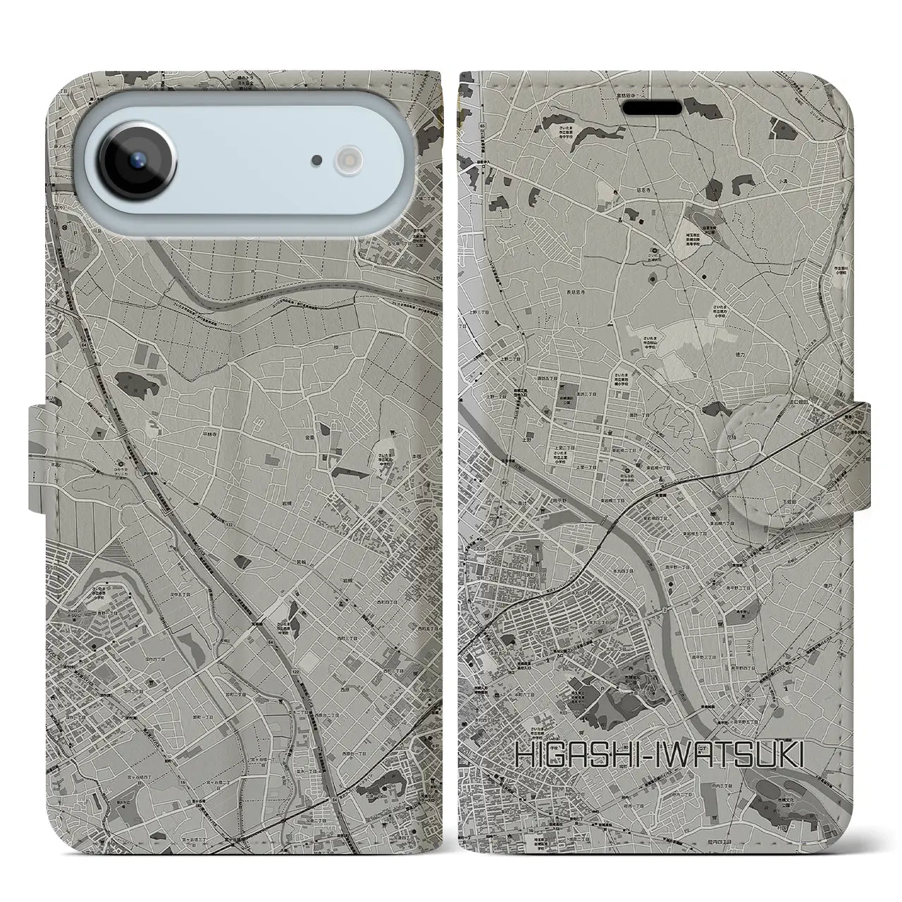 【東岩槻（埼玉県）】地図柄iPhoneケース（手帳タイプ）