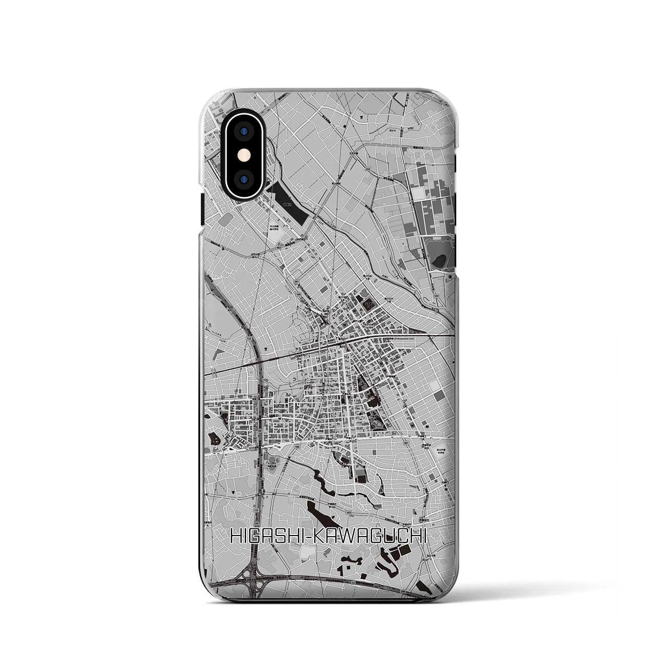 【東川口（埼玉県）】地図柄iPhoneケース（クリアタイプ）モノトーン・iPhone XS / X 用