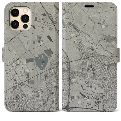 【東川口（埼玉県）】地図柄iPhoneケース（手帳タイプ）モノトーン・iPhone 12 Pro Max 用