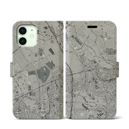 【東川口（埼玉県）】地図柄iPhoneケース（手帳タイプ）モノトーン・iPhone 12 mini 用