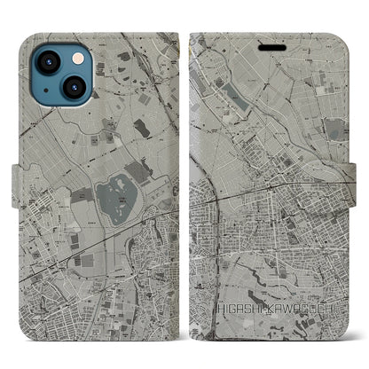 【東川口（埼玉県）】地図柄iPhoneケース（手帳タイプ）モノトーン・iPhone 13 用