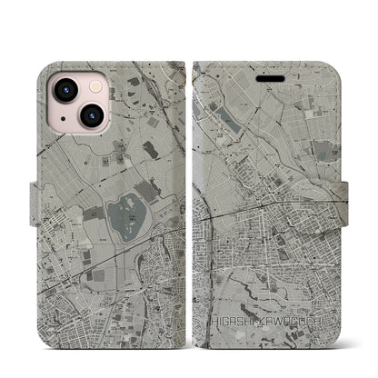 【東川口（埼玉県）】地図柄iPhoneケース（手帳タイプ）モノトーン・iPhone 13 mini 用