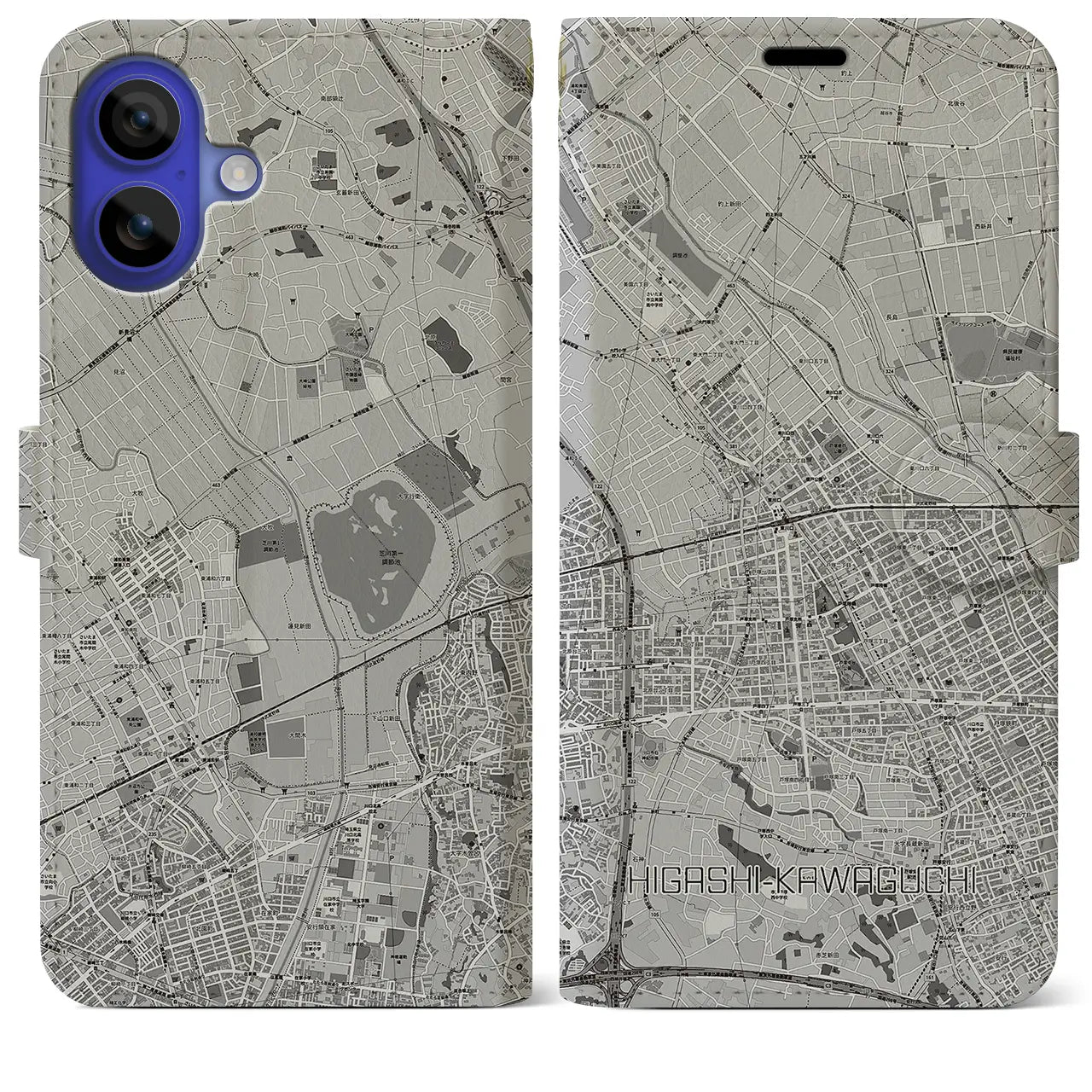 【東川口（埼玉県）】地図柄iPhoneケース（手帳タイプ）