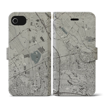 【東川口（埼玉県）】地図柄iPhoneケース（手帳タイプ）モノトーン・iPhone SE（第3 / 第2世代） / 8 / 7 / 6s / 6 用