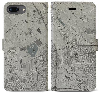 【東川口（埼玉県）】地図柄iPhoneケース（手帳タイプ）モノトーン・iPhone 8Plus /7Plus / 6sPlus / 6Plus 用