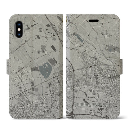 【東川口（埼玉県）】地図柄iPhoneケース（手帳タイプ）モノトーン・iPhone XS / X 用