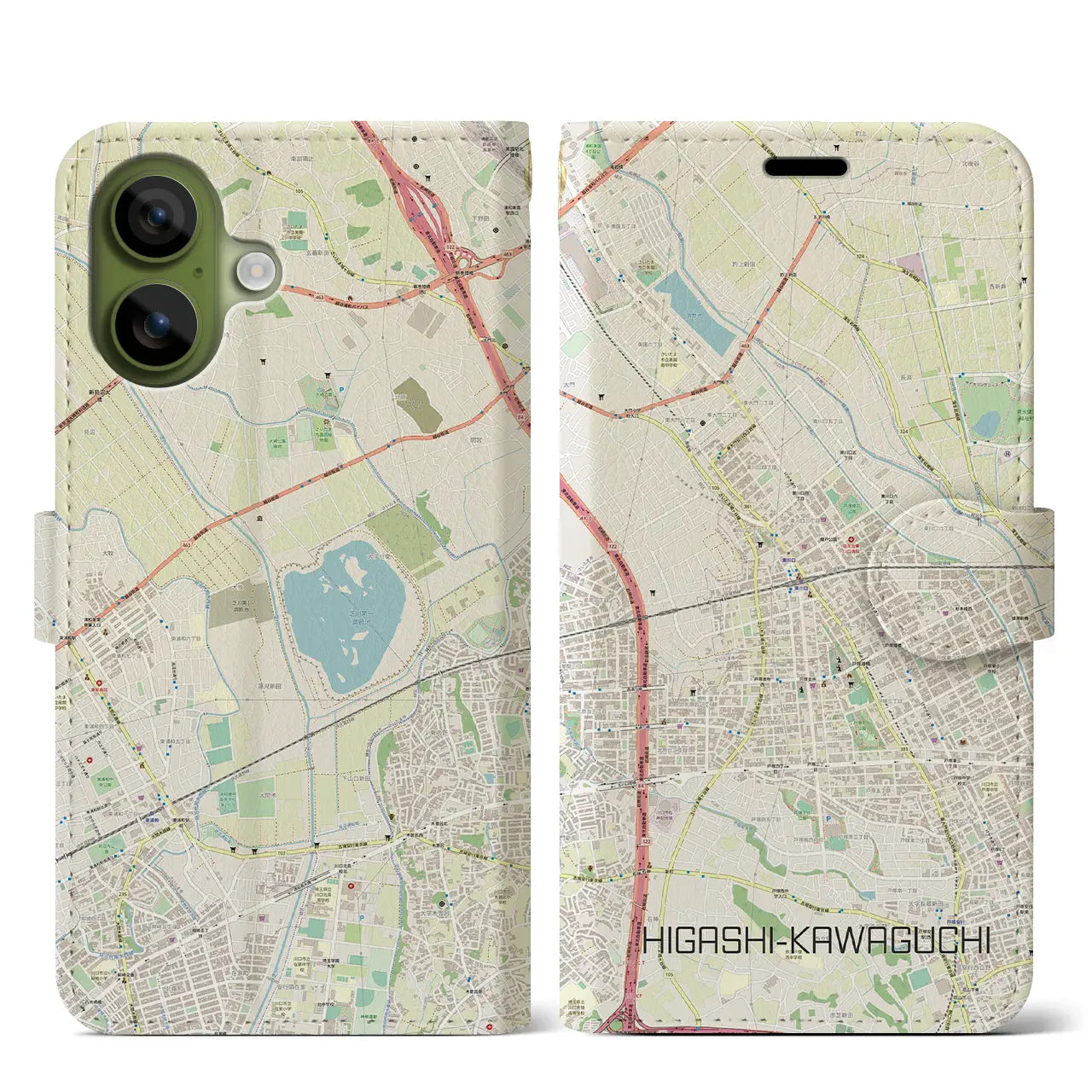 【東川口（埼玉県）】地図柄iPhoneケース（手帳タイプ）