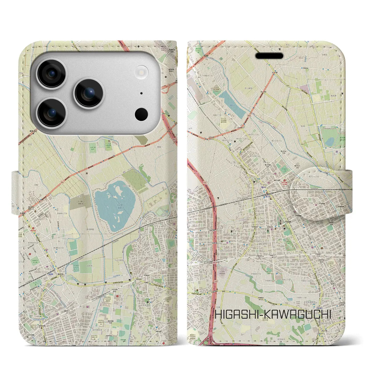 【東川口（埼玉県）】地図柄iPhoneケース（手帳タイプ）