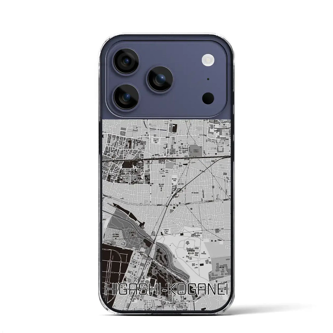 【東小金井(東京都)】地図柄iPhoneケース(クリアタイプ)モノトーン・iPhone 17 Pro Max 用