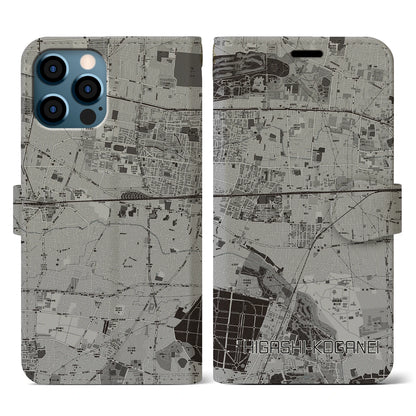 【東小金井（東京都）】地図柄iPhoneケース（手帳タイプ）モノトーン・iPhone 12 / 12 Pro 用