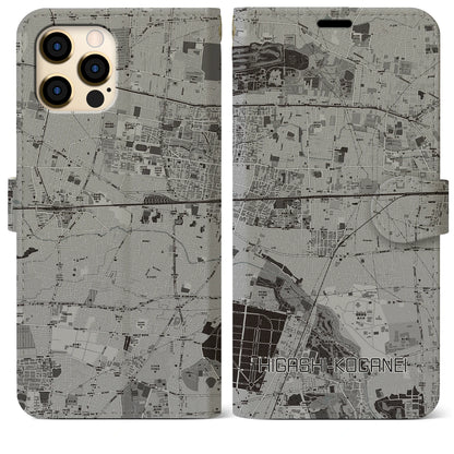【東小金井（東京都）】地図柄iPhoneケース（手帳タイプ）モノトーン・iPhone 12 Pro Max 用