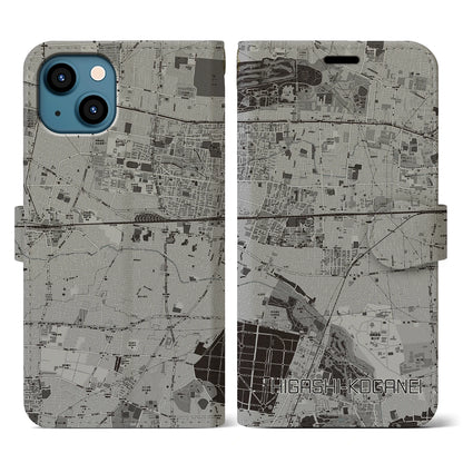 【東小金井（東京都）】地図柄iPhoneケース（手帳タイプ）モノトーン・iPhone 13 用