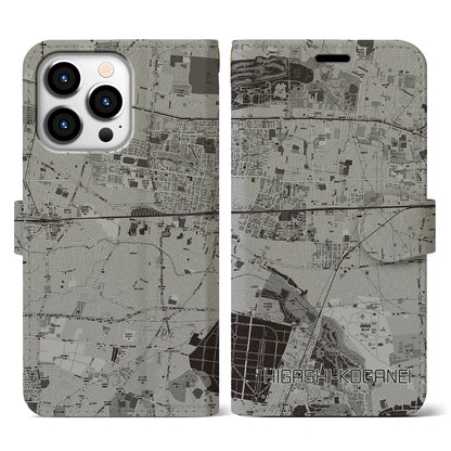 【東小金井（東京都）】地図柄iPhoneケース（手帳タイプ）モノトーン・iPhone 13 Pro 用