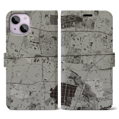 【東小金井（東京都）】地図柄iPhoneケース（手帳タイプ）モノトーン・iPhone 14 用