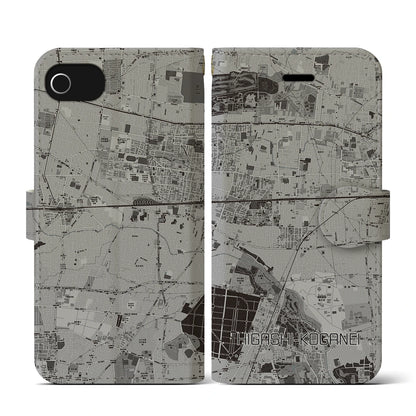 【東小金井（東京都）】地図柄iPhoneケース（手帳タイプ）モノトーン・iPhone SE（第3 / 第2世代） / 8 / 7 / 6s / 6 用