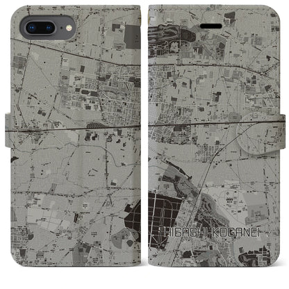 【東小金井（東京都）】地図柄iPhoneケース（手帳タイプ）モノトーン・iPhone 8Plus /7Plus / 6sPlus / 6Plus 用