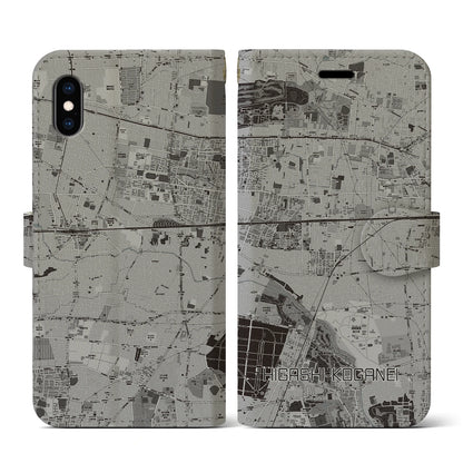 【東小金井（東京都）】地図柄iPhoneケース（手帳タイプ）モノトーン・iPhone XS / X 用