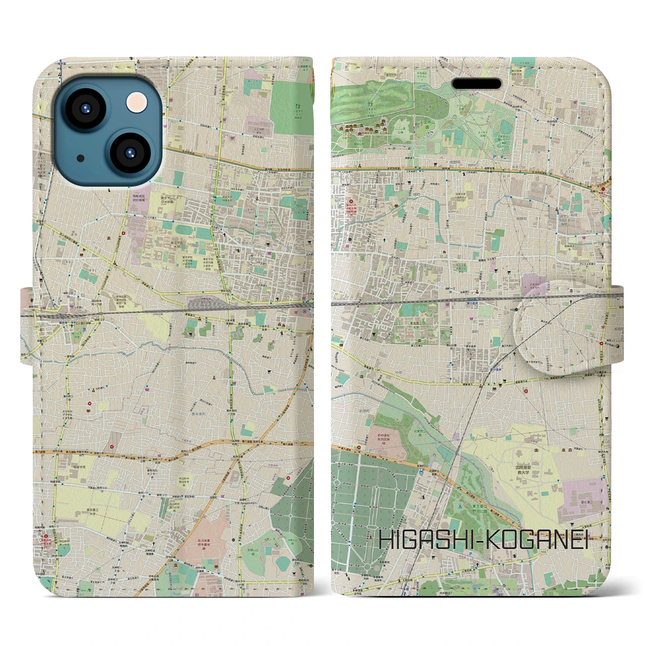 【東小金井（東京都）】地図柄iPhoneケース（手帳タイプ）