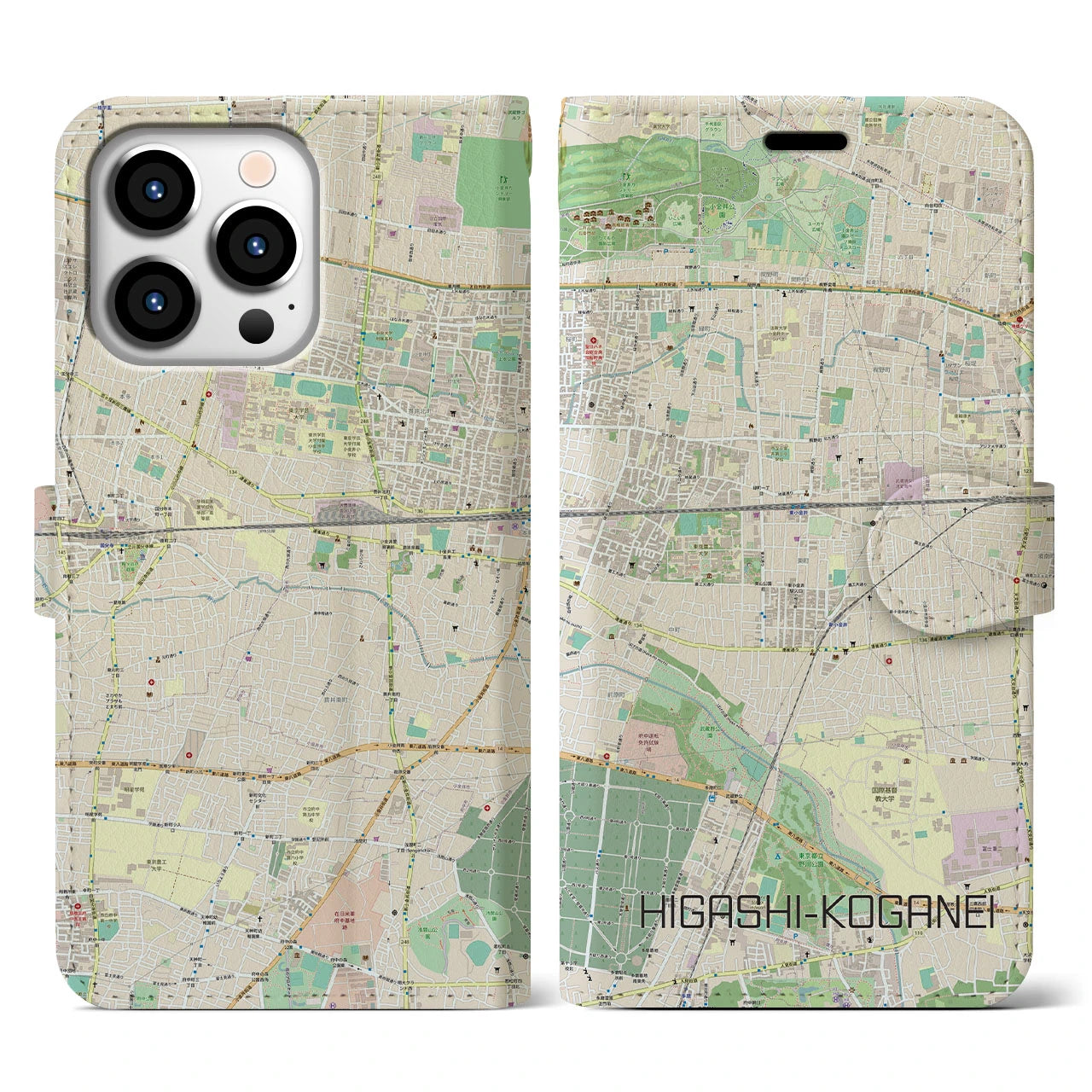 【東小金井（東京都）】地図柄iPhoneケース（手帳タイプ）