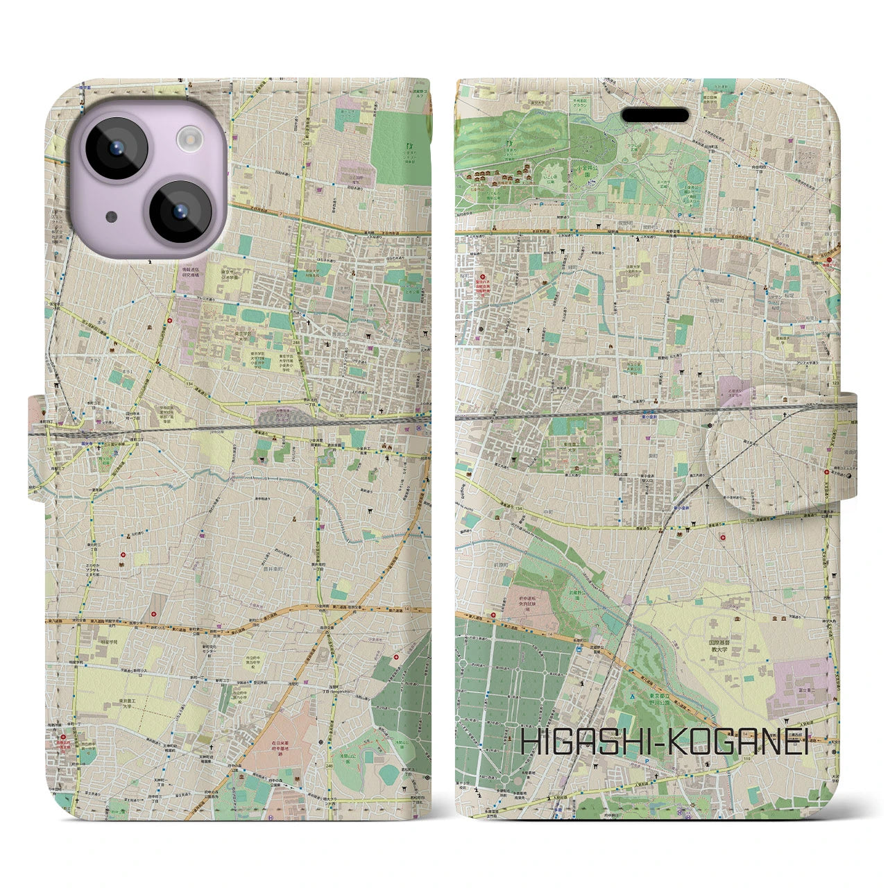 【東小金井（東京都）】地図柄iPhoneケース（手帳タイプ）