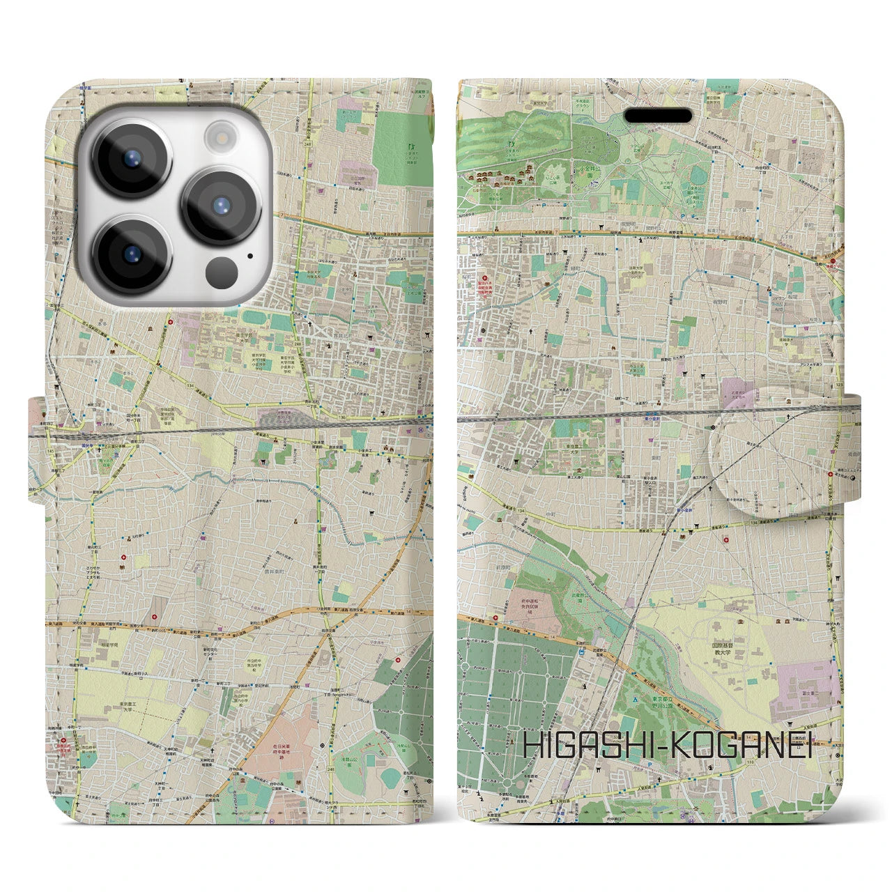 【東小金井（東京都）】地図柄iPhoneケース（手帳タイプ）