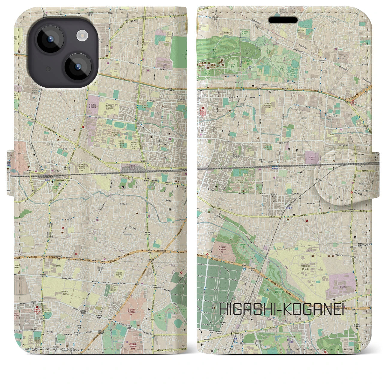 【東小金井（東京都）】地図柄iPhoneケース（手帳タイプ）