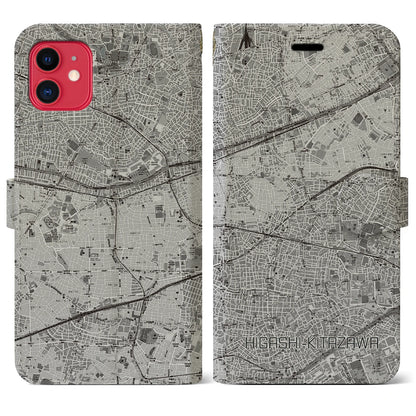 【東北沢（東京都）】地図柄iPhoneケース（手帳タイプ）モノトーン・iPhone 11 用