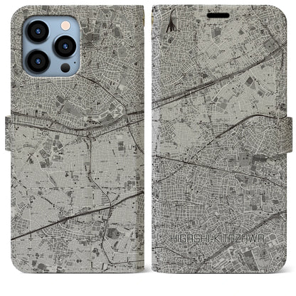 【東北沢（東京都）】地図柄iPhoneケース（手帳タイプ）モノトーン・iPhone 13 Pro Max 用