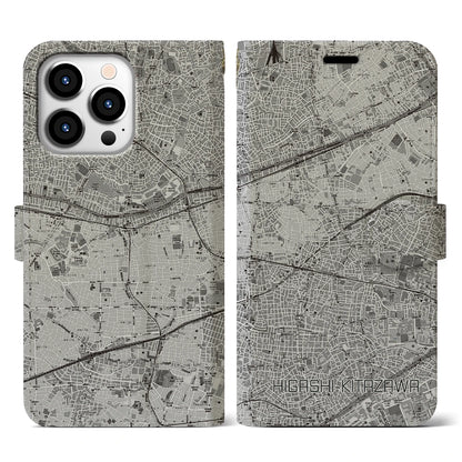 【東北沢（東京都）】地図柄iPhoneケース（手帳タイプ）モノトーン・iPhone 13 Pro 用