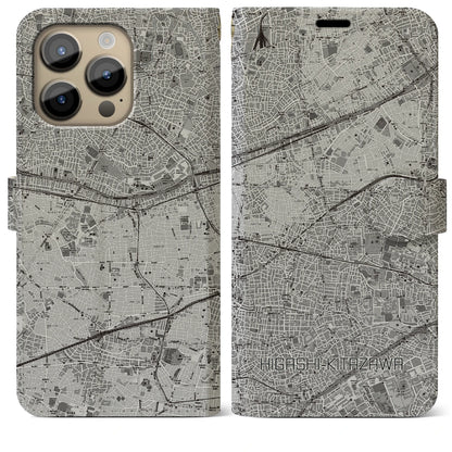 【東北沢（東京都）】地図柄iPhoneケース（手帳タイプ）モノトーン・iPhone 14 Pro Max 用