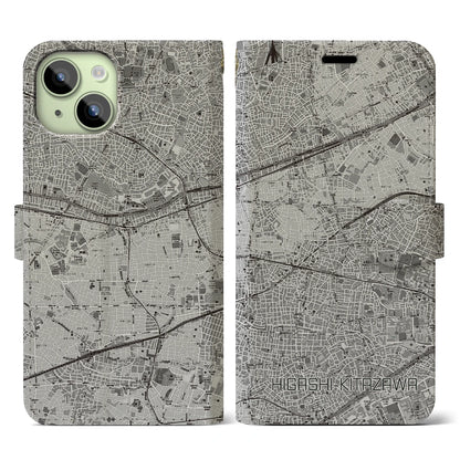 【東北沢（東京都）】地図柄iPhoneケース（手帳タイプ）モノトーン・iPhone 15 用