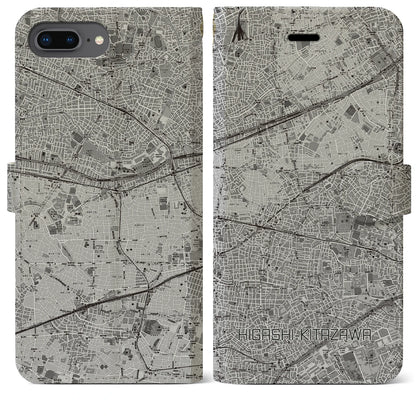 【東北沢（東京都）】地図柄iPhoneケース（手帳タイプ）モノトーン・iPhone 8Plus /7Plus / 6sPlus / 6Plus 用