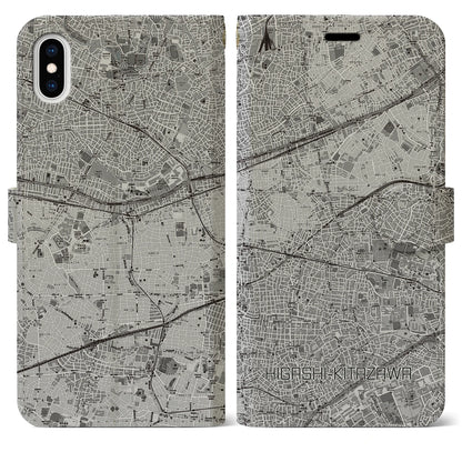 【東北沢（東京都）】地図柄iPhoneケース（手帳タイプ）モノトーン・iPhone XS Max 用