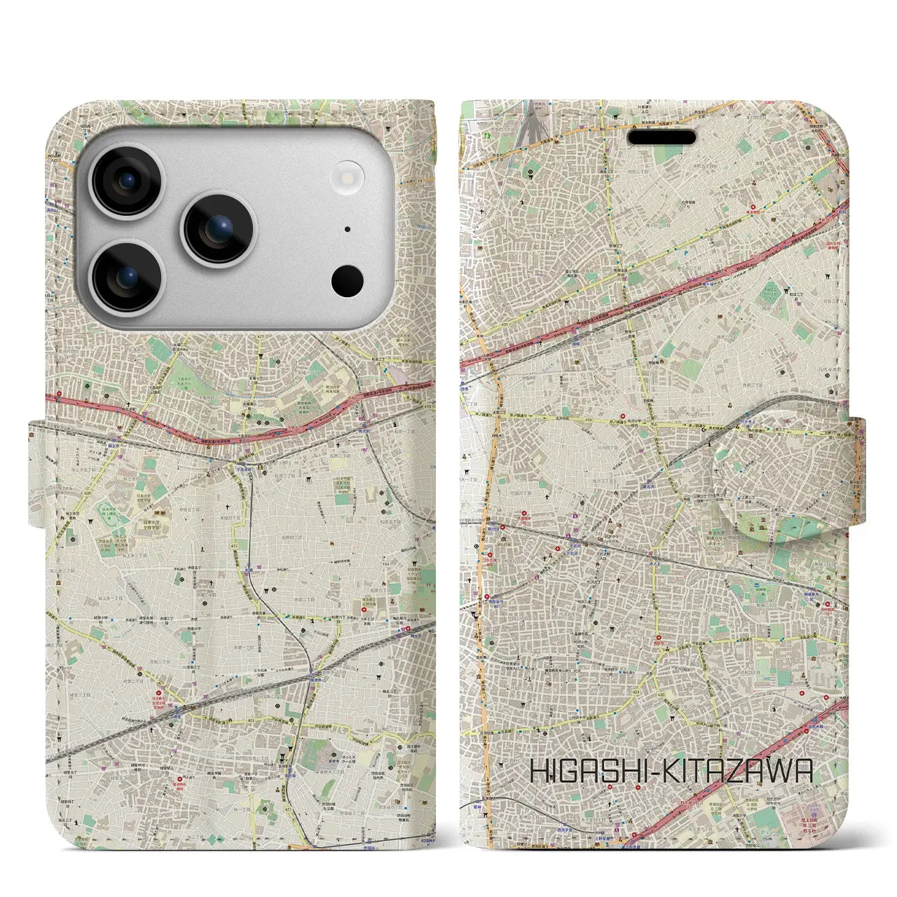 【東北沢（東京都）】地図柄iPhoneケース（手帳タイプ）