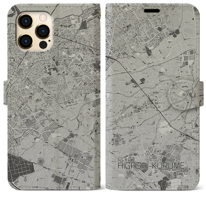 【東久留米（東京都）】地図柄iPhoneケース（手帳タイプ）モノトーン・iPhone 12 Pro Max 用