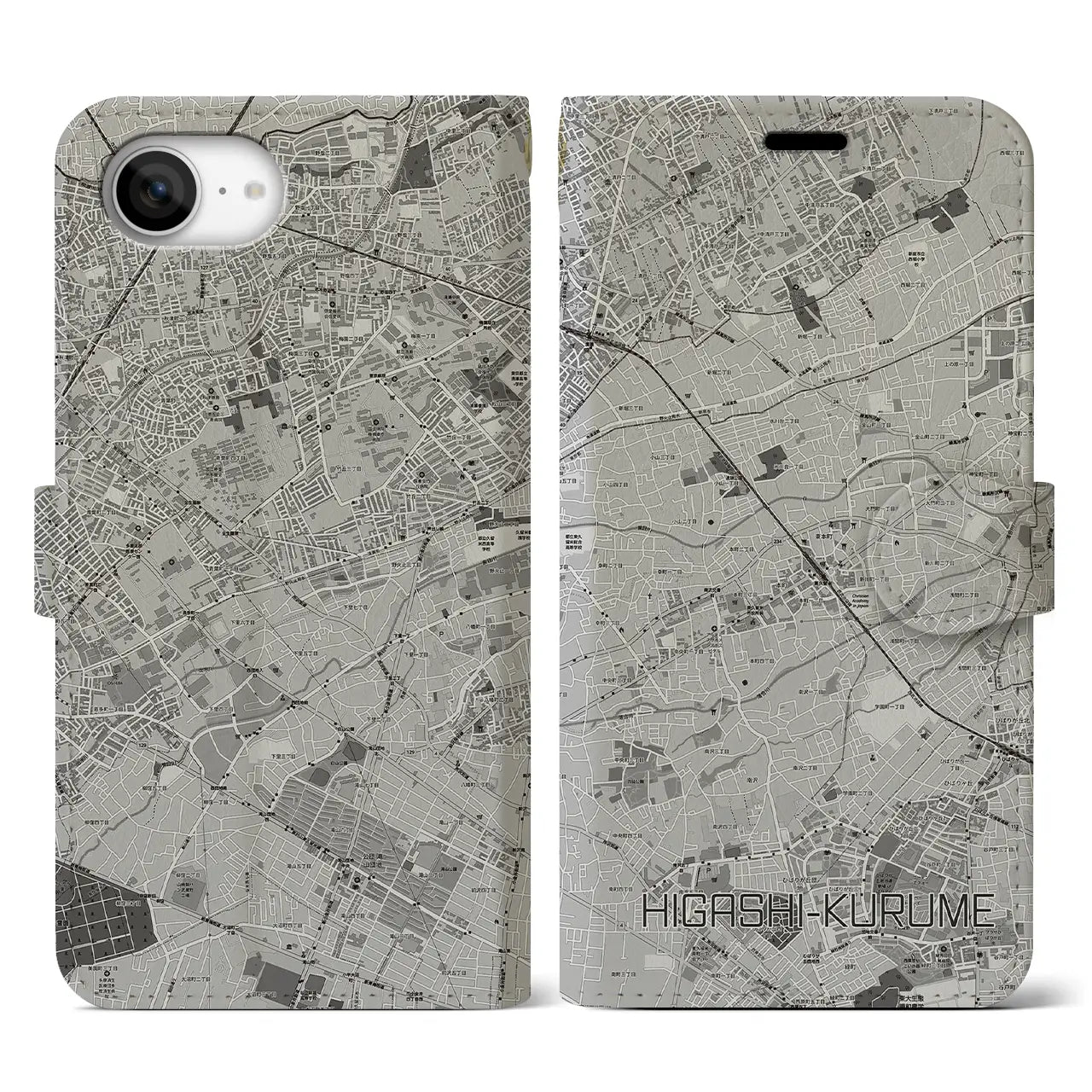 【東久留米（東京都）】地図柄iPhoneケース（手帳タイプ）