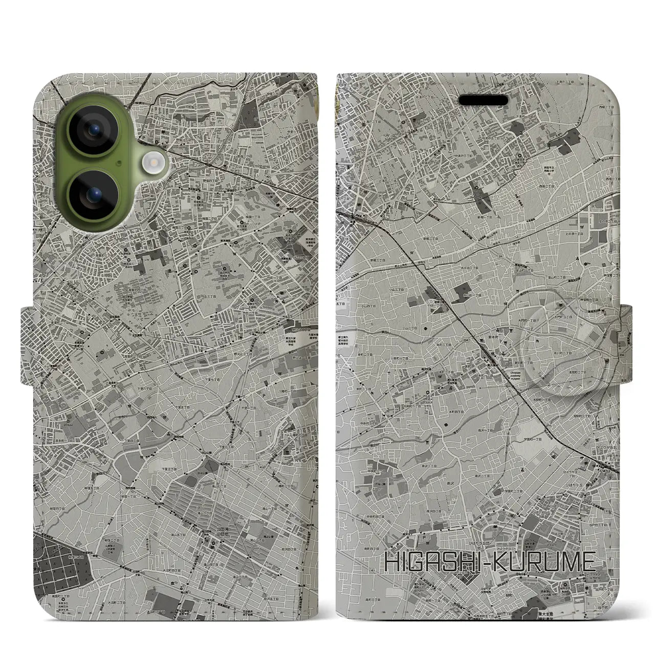 【東久留米（東京都）】地図柄iPhoneケース（手帳タイプ）