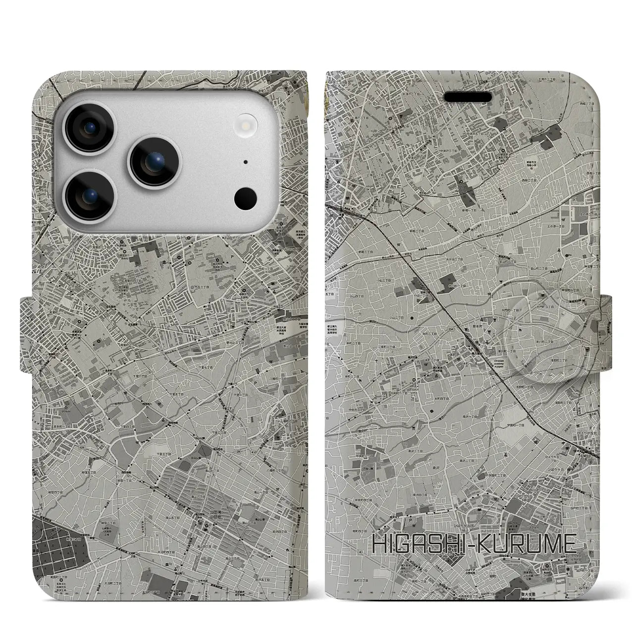 【東久留米（東京都）】地図柄iPhoneケース（手帳タイプ）